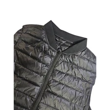 ELFJOY Quilted Full Zip Puffer Vest Longline Women's XL Black Down Fill