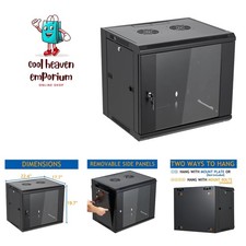 9U Wall Mount Server Cabinet Network Rack Enclosure Locking Glass Door