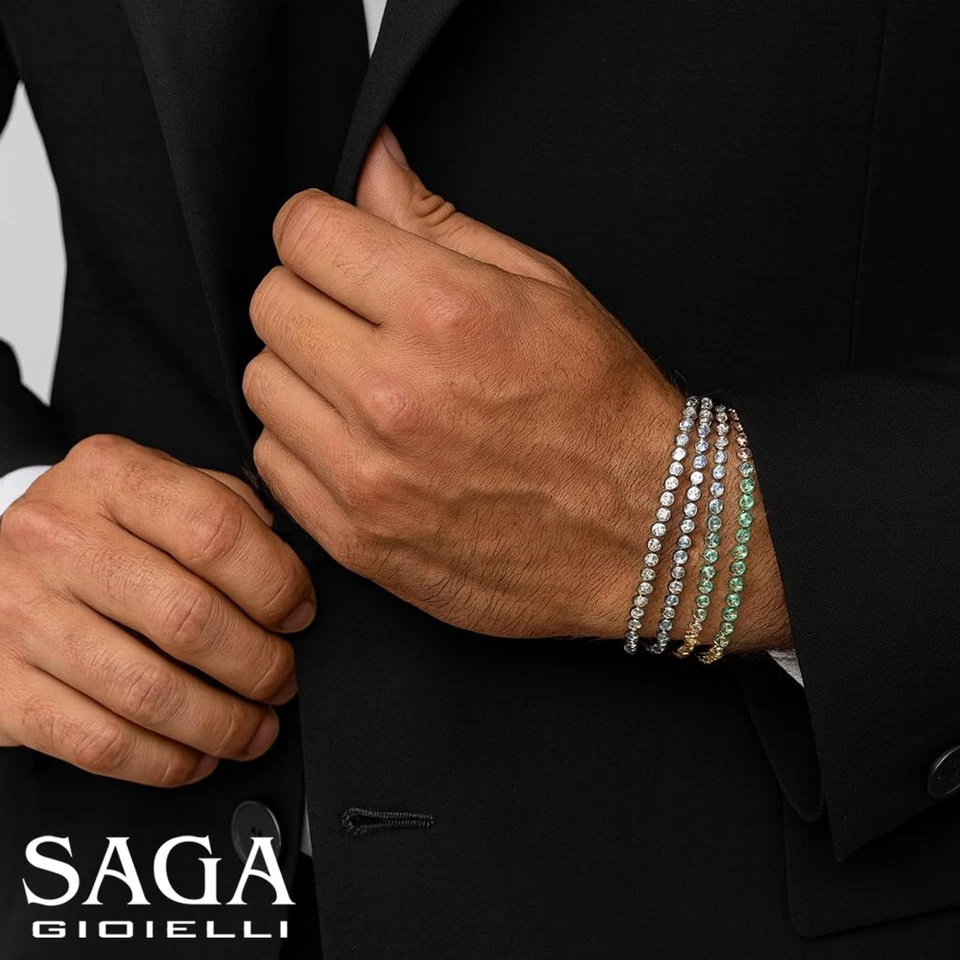 ® Bracciale Tennis Unisex in Acciaio Inossidabile, Lunghezza 16,5+3 Cm, Zirconi  - Immagine 4 di 4