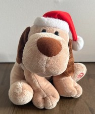 Hallmark Animated Musical Dog Jingle Tail Pup Plush Christmas Barks Wags Tail