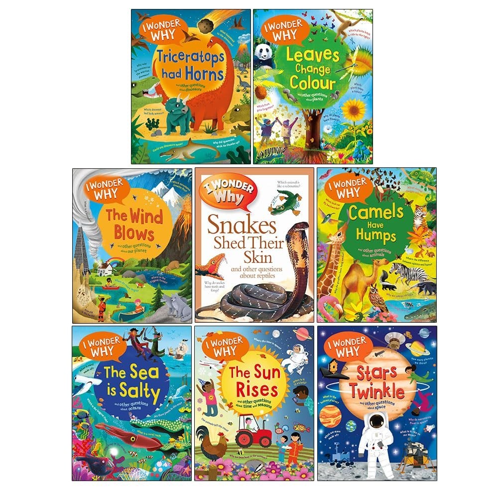 I Wonder Why Series 8 Books Collection Set Sea is Salty,un Rises, Stars Twinkle