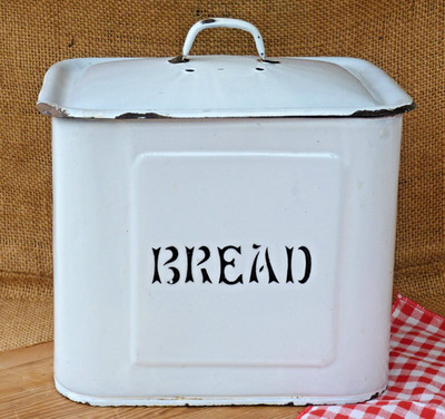 Vintage Emaille Brotkasten Aufbewahrungsbox Bäckerei Küche