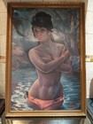 ORIGINAL PRINT J H LYNCH WATER NYMPH LADY 1960'S FRAMED DAMAGED COLLECTION ONLY