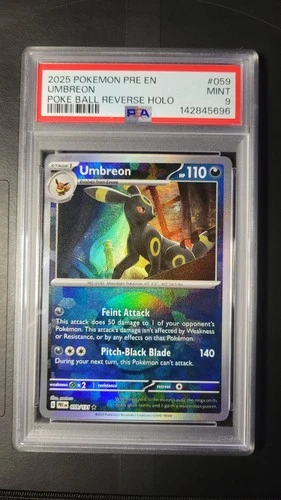 2025 POKEMON PRE EN-PRISMATIC EVOLUTIONS POKE BALL REVERSE HOLO UMBREON PSA 9