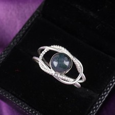 New Year Sale 925 Sterling Silver Natural Moss Agate Mother Band Ring Jewelry