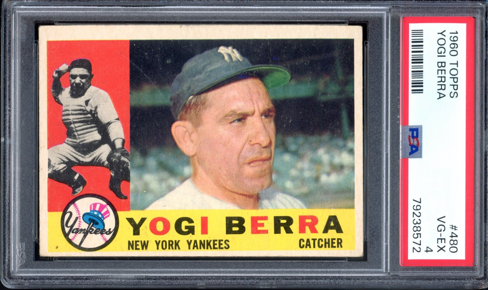 1960 Topps #480 Yogi Berra PSA 4 New York Yankees HOF Baseball Card (8572)