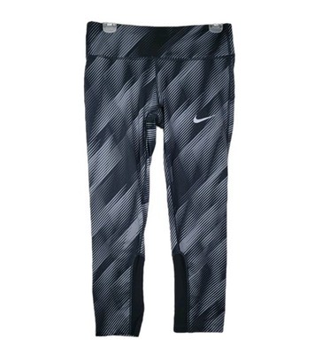 Nike Dri-Fit Running Cropped Leggings Size S Black Gray Stretch Performance Z
