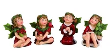 Miniature Dollhouse Fairy Garden S/4 Little Girl Christmas Fairies - Buy 3 Save 