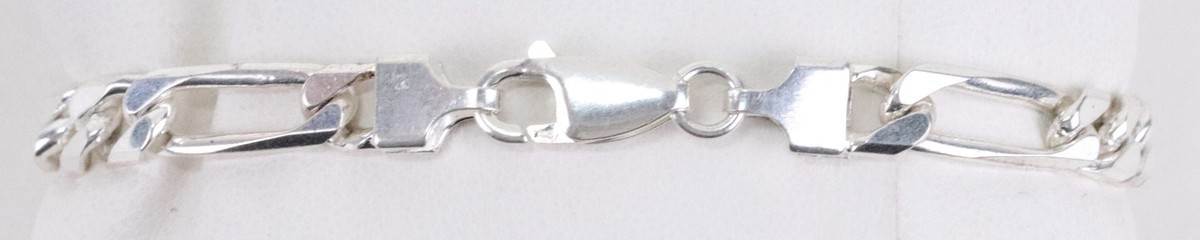 Sterling Silver Nameplate Figaro Bracelet View 2