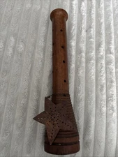 Industrial Wooden Beehive Textile Spindle Bobbin W/metal Star Primitive VTG 13”