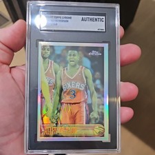 1996-97 Topps Chrome Allen Iverson Refractor Rookie RC #171 76ers looks amazing 