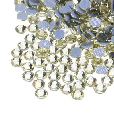 2880 Hotfix Strasssteine Flachrücken Kristall Glas SS6 2mm, Hellgelb für Schmuck