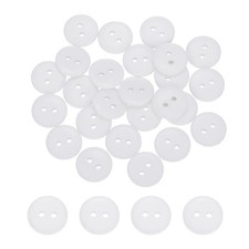 25 Pcs 10mm Resin Sewing Buttons, 2 Hole for Sewing Coats Shirts, White