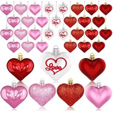 Valentine  s Day Heart Ornaments 36 Pcs Red Shaped Baubles Hanging Home Decoratio