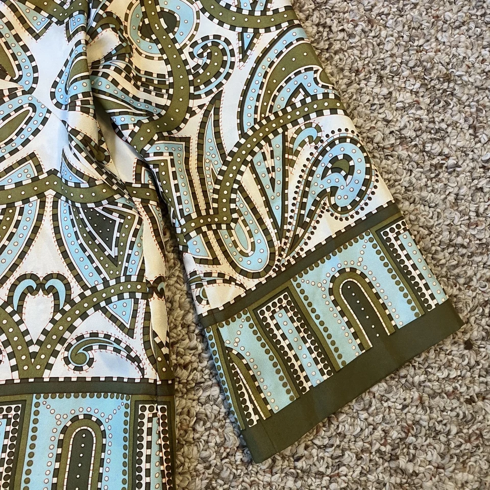 J. Blusa Crew Talitha Trastevere 100 % seda talla 14 verde geométrico manga 3/4 Foto 2 de 4