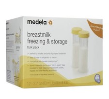 Medela Breastmilk Freezing and Storage Bulk Pack 12 Bottles, Lids 2.7oz 80ml New