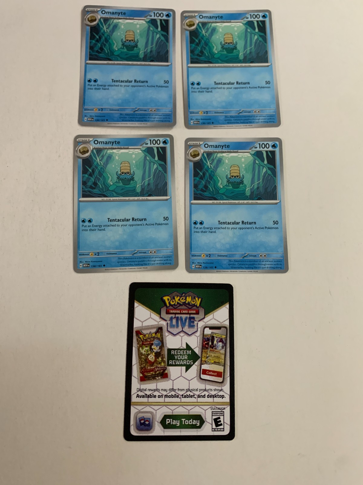 OMANYTE 138/165 - Pokemon Scarlet & Violet 151 - NM / UNPLAYED + Code CARD