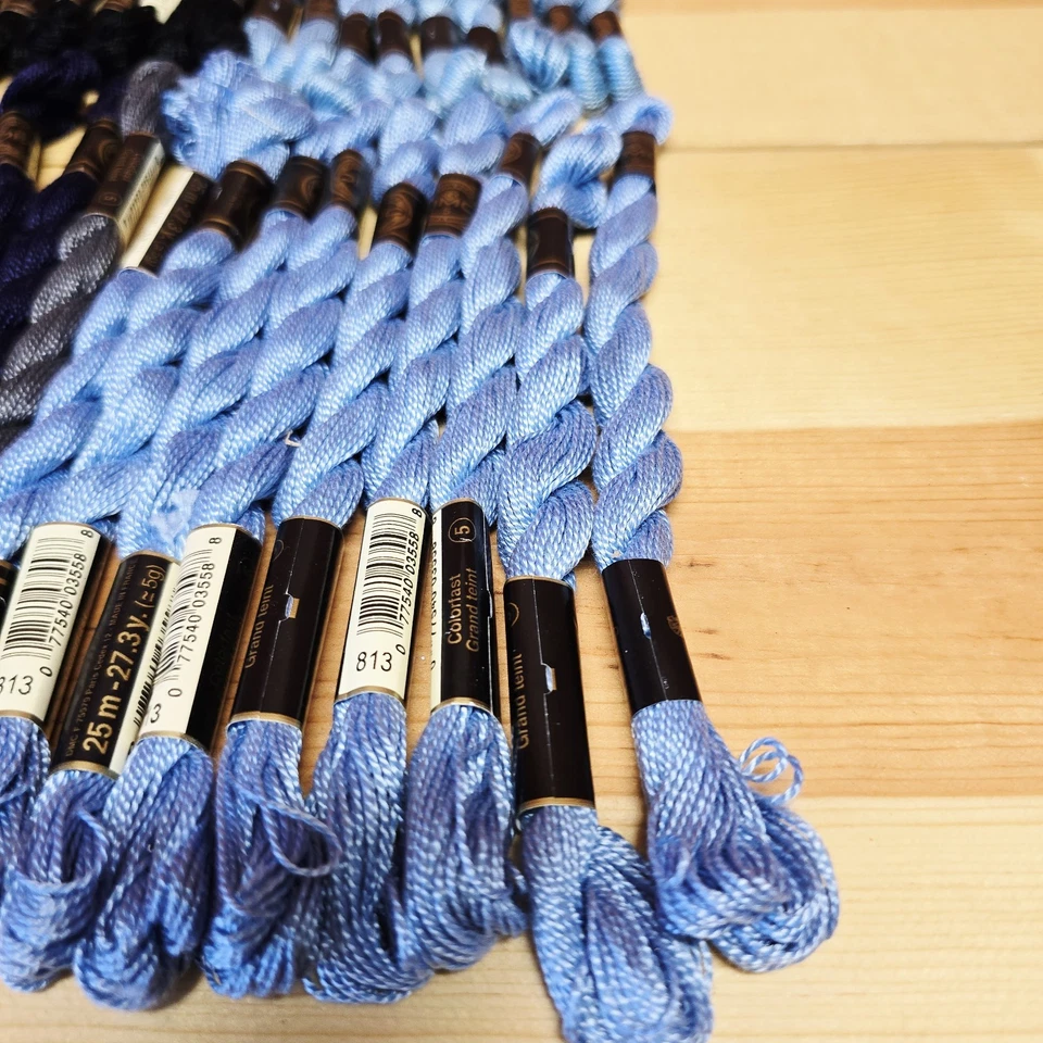 DMC #5 Lot of 35 Coton Perle Cotton Embroidery Thread Twist Skeins NEW Blue - Image 3 of 4