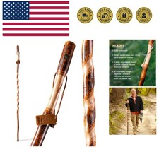 Rustic Wood Walking Stick, Twisted Hickory, Traditional Style Handle, for Men...