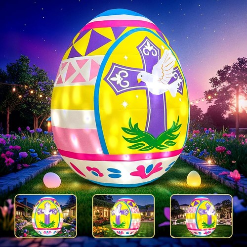 5FT Height Easter Inflatable Colorful Easter Egg with Cross Peace Dove, Built... - Picture 3 of 6