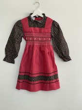 Vintage 80's Polly Flinders Hand Smocked Dress Size 8