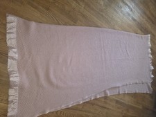 Vintage Blanket Pink Acrylic Satin Trim Waffle Weave 68 X 86 Fantastic Shape