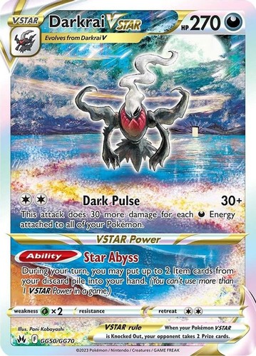 Darkrai VSTAR - GG50/GG70 - Pokemon Crown Zenith Galarian Gallery Ultra Card NM