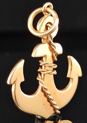 18K Gold SHIP ANCHOR Charm Pendant Navy Sailing Boat Pirate Maritime Vintage