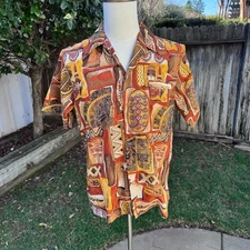 Hawaiian Shirt Barefoot In Paradise Aloha Surf Beach Luau Men's Medium
