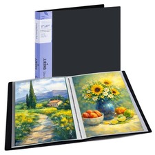 11x17 Art Portfolio Folder with Plastic Sleeves, 24-Pocket Portfolio Binder D...
