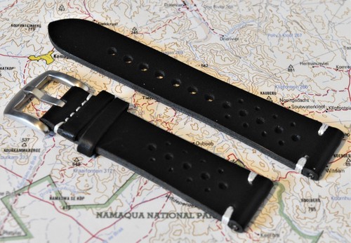 HANDMADE Italian Leather Rally Racing Watch Strap, Quick Release, 18-24mm - Picture 7 of 12