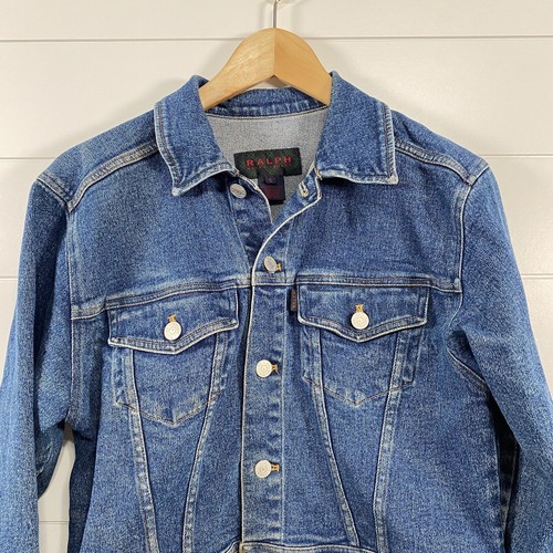 Ralph Ralph Lauren Women's Cotton Blend Cropped Denim Jean Jacket size S Blue - Picture 4 of 14