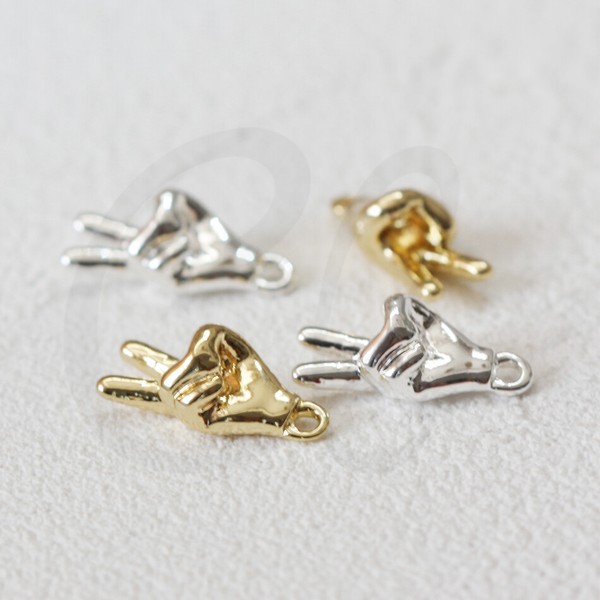 Alternate view of One Piece Premium Plated Hand Shape Charm (4648c)