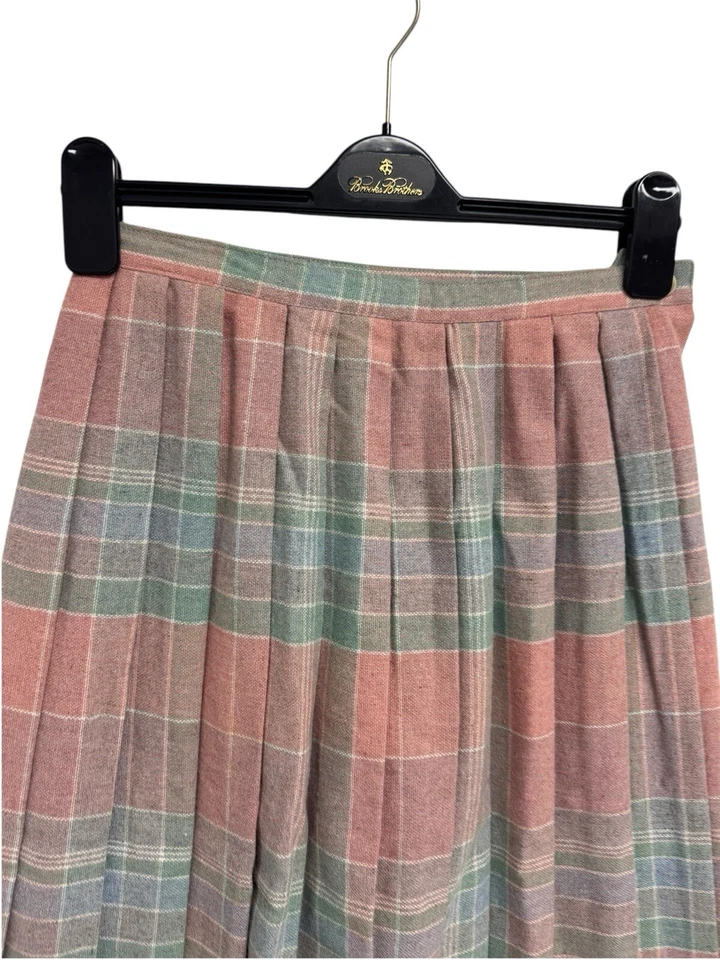 Falda Larga Vintage Años 60 Claude Mujer Plisada Cuadros Rosa Hecha en EE. UU. Talla 7 Foto 4 de 4