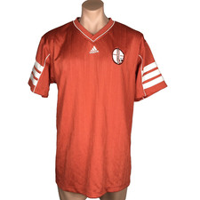 VTG 90s ADIDAS Red White S/S ALLIANCE AG Soccer Jersey #17 Sz L Futbol Shirt