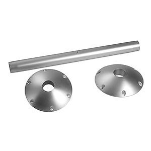 Surface Mounted Aluminium Table Leg Pole & 2 Bases No Cut Outs RV Boat Camper 