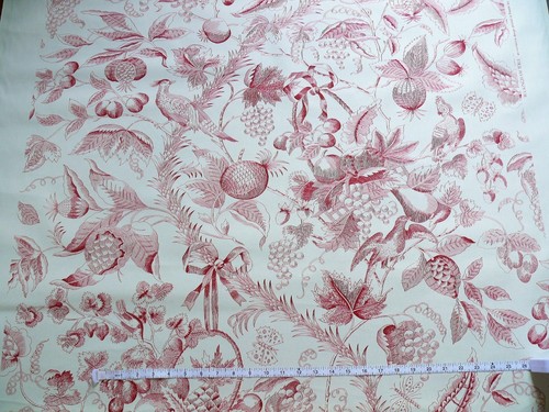 BY YD LEE JOFA BUCKINGHAM'S TOILE SCARLET RED OFF WHITE BIRD Pomegranate Grape - Picture 2 of 12