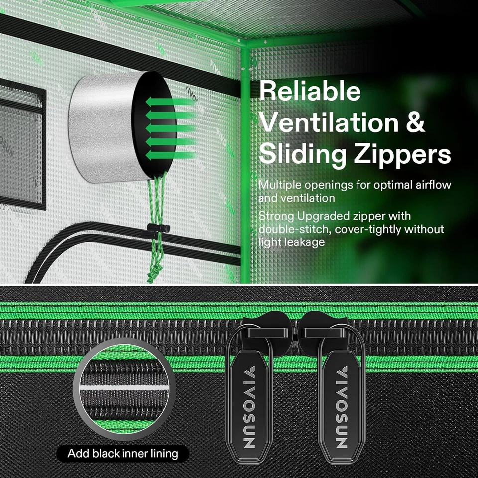 Tienda de cultivo VIVOSUN 4x4 pies techo Mylar habitación hidropónica con bandeja de piso 48"x48"x72" Foto 4 de 4