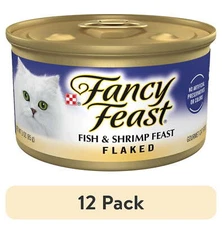 (12 pack)Fancy Feast Flaked Kitten Food,Wet Cat Food,Fish & Shrimp Feast,3 oz