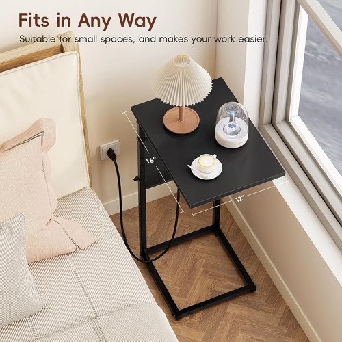 C Shaped End Table with Charging Station,Adjustable Height Side Table for Sofa.. - Picture 4 of 9
