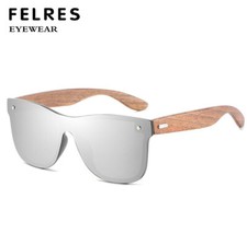 Men Women Wood Polarized Sunglasses Wooden Temple Siamese Lens Glasses UV400 Hot