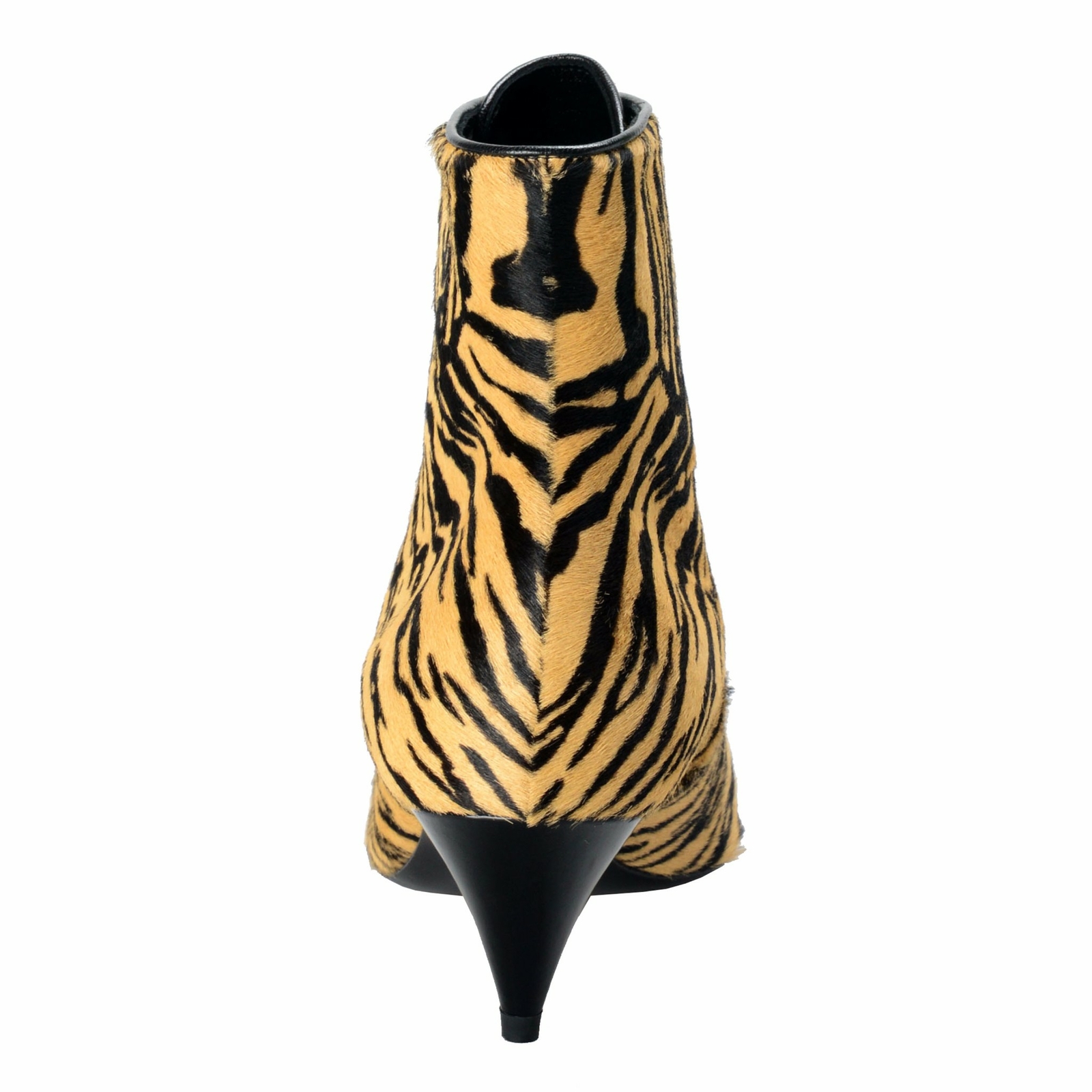 Saint Laurent Paris Pony Ziger Women's Pointed Toe High Heels Ankle Boots Shoes