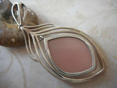 Large Sterling Silver 925 Faceted Pink Quartz Pendant E30N22 - Picture 6 of 11