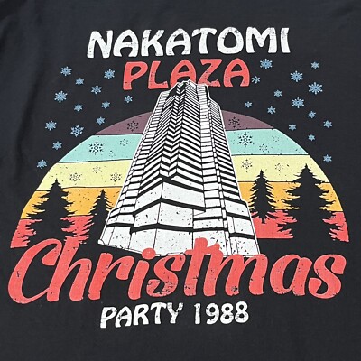 T Shirt Men s 3X Nakatomi Plaza Christmas Party 1998 Die Hard *Pilling On Neck