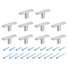 10 Pack Single Hole Cabinet Pulls, 1.7 Inch Curved Cabinet Knobs, Silver