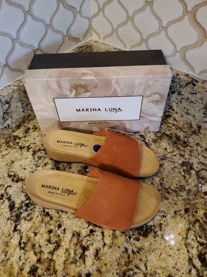 New Marina Luna Comfort Mirta Burnt Orange Suede Womens Slides Sandals SZ 8.5 | eBay