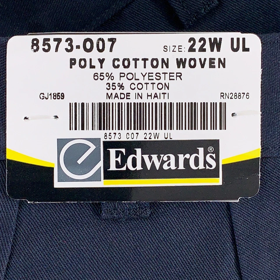 Pantalón de trabajo Edwards para mujer talla 22W azul marino poli algodón chino cargo uniforme 8573 nuevo con etiquetas Foto 2 de 4
