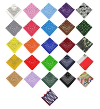 2, 6, or 12 pcs Cotton Paisley Bandana Double Sided Head Wrap Scarf Handkerchief