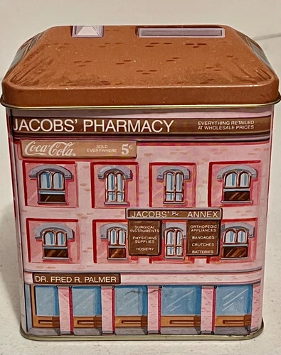 Jacobs' Pharmacy Tin Collector 6” x 5” x 3” 1993 Vintage Coke Coca-Cola