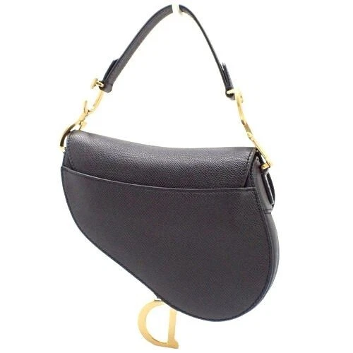 Saddle Bag with Strap Black Grained Calfskin